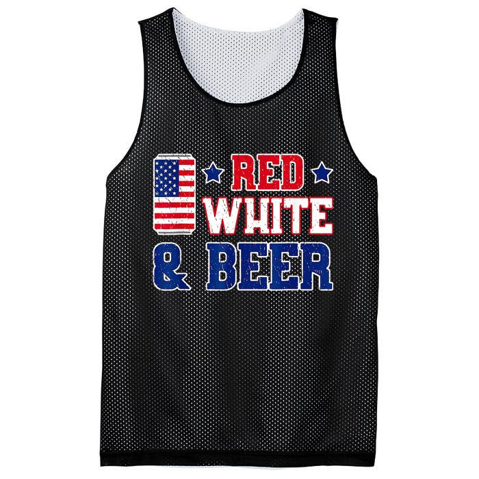 Retro Red White And Beer American Flag 4th Of July Drinking Mesh Reversible Basketball Jersey Tank