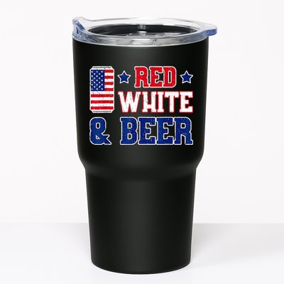Retro Red White And Beer American Flag 4th Of July Drinking Tumbler