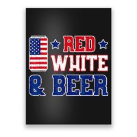 Retro Red White And Beer American Flag 4th Of July Drinking Poster