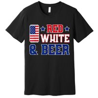 Retro Red White And Beer American Flag 4th Of July Drinking Premium T-Shirt