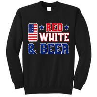 Retro Red White And Beer American Flag 4th Of July Drinking Tall Sweatshirt