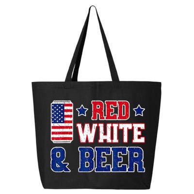 Retro Red White And Beer American Flag 4th Of July Drinking 25L Jumbo Tote