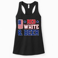 Retro Red White And Beer American Flag 4th Of July Drinking Womens Tank Top