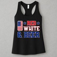 Retro Red White And Beer American Flag 4th Of July Drinking Womens Tank Top