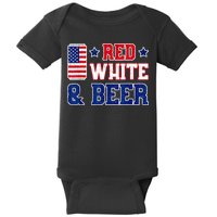 Retro Red White And Beer American Flag 4th Of July Drinking Baby Bodysuit