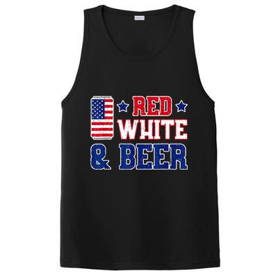 Retro Red White And Beer American Flag 4th Of July Drinking PosiCharge Competitor Tank