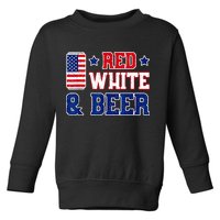 Retro Red White And Beer American Flag 4th Of July Drinking Toddler Sweatshirt
