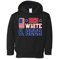 Retro Red White And Beer American Flag 4th Of July Drinking Toddler Hoodie