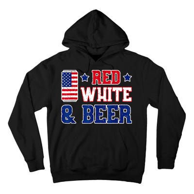 Retro Red White And Beer American Flag 4th Of July Drinking Tall Hoodie