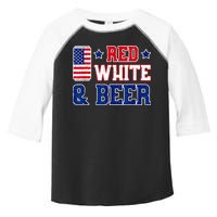 Retro Red White And Beer American Flag 4th Of July Drinking Toddler Fine Jersey T-Shirt