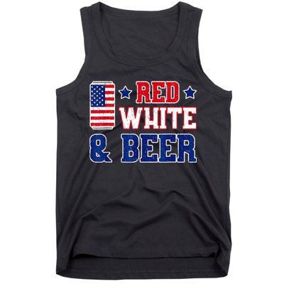 Retro Red White And Beer American Flag 4th Of July Drinking Tank Top
