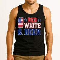 Retro Red White And Beer American Flag 4th Of July Drinking Tank Top