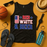 Retro Red White And Beer American Flag 4th Of July Drinking Tank Top