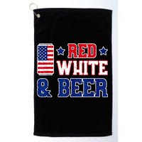 Retro Red White And Beer American Flag 4th Of July Drinking Golf Towel