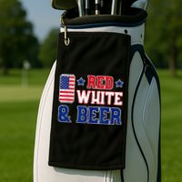 Retro Red White And Beer American Flag 4th Of July Drinking Golf Towel