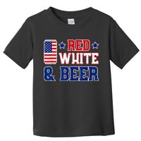 Retro Red White And Beer American Flag 4th Of July Drinking Toddler T-Shirt