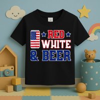 Retro Red White And Beer American Flag 4th Of July Drinking Toddler T-Shirt