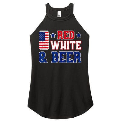 Retro Red White And Beer American Flag 4th Of July Drinking Women's Perfect Tri Rocker Tank
