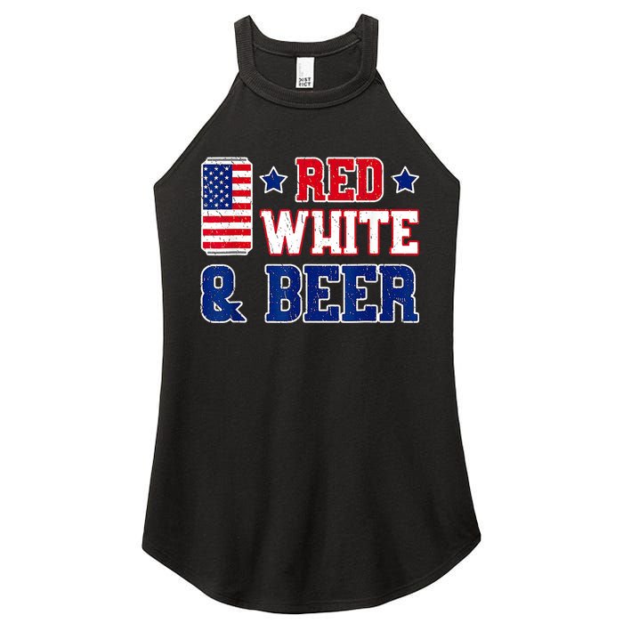 Retro Red White And Beer American Flag 4th Of July Drinking Women's Perfect Tri Rocker Tank