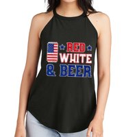 Retro Red White And Beer American Flag 4th Of July Drinking Women's Perfect Tri Rocker Tank