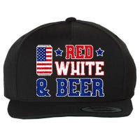 Retro Red White And Beer American Flag 4th Of July Drinking Wool Snapback Cap