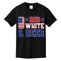 Retro Red White And Beer American Flag 4th Of July Drinking Kids T-Shirt