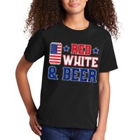 Retro Red White And Beer American Flag 4th Of July Drinking Kids T-Shirt