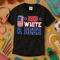 Retro Red White And Beer American Flag 4th Of July Drinking Kids T-Shirt