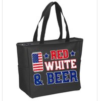 Retro Red White And Beer American Flag 4th Of July Drinking Zip Tote Bag