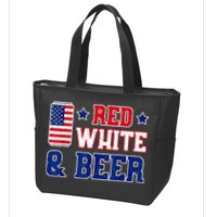 Retro Red White And Beer American Flag 4th Of July Drinking Zip Tote Bag