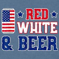 Retro Red White And Beer American Flag 4th Of July Drinking Garment-Dyed Sweatshirt