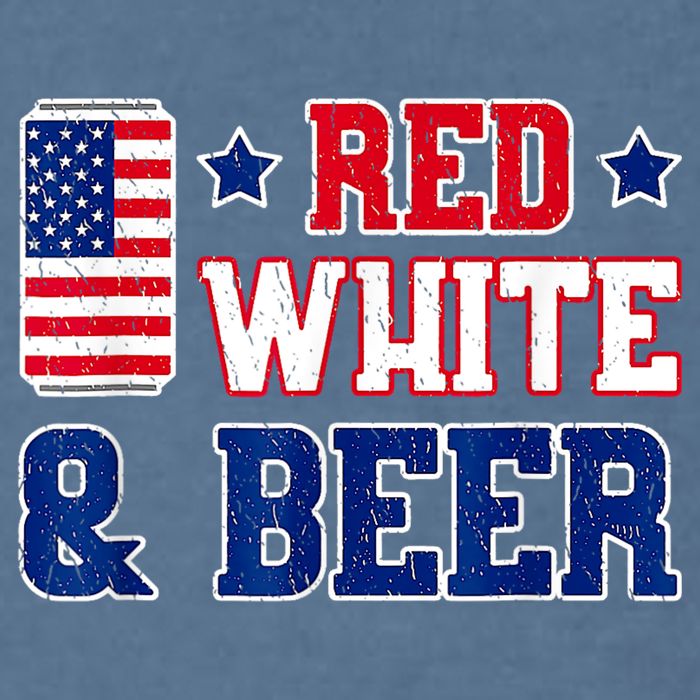 Retro Red White And Beer American Flag 4th Of July Drinking Garment-Dyed Sweatshirt