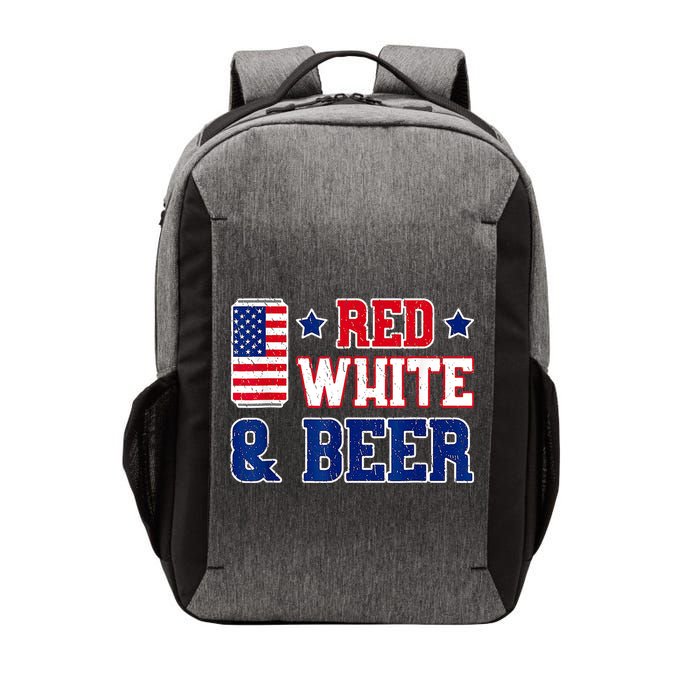 Retro Red White And Beer American Flag 4th Of July Drinking Vector Backpack