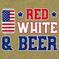 Retro Red White And Beer American Flag 4th Of July Drinking Garment-Dyed Women's Muscle Tee