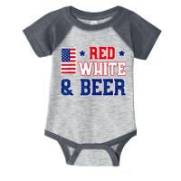 Retro Red White And Beer American Flag 4th Of July Drinking Infant Baby Jersey Bodysuit