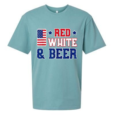 Retro Red White And Beer American Flag 4th Of July Drinking Sueded Cloud Jersey T-Shirt