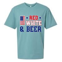 Retro Red White And Beer American Flag 4th Of July Drinking Sueded Cloud Jersey T-Shirt