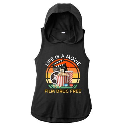 Red Ribbon Week Life Is A Movie Film Drug Free Ladies PosiCharge Tri-Blend Wicking Draft Hoodie Tank