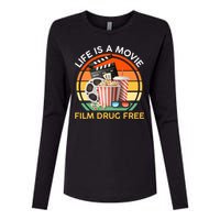 Red Ribbon Week Life Is A Movie Film Drug Free Womens Cotton Relaxed Long Sleeve T-Shirt