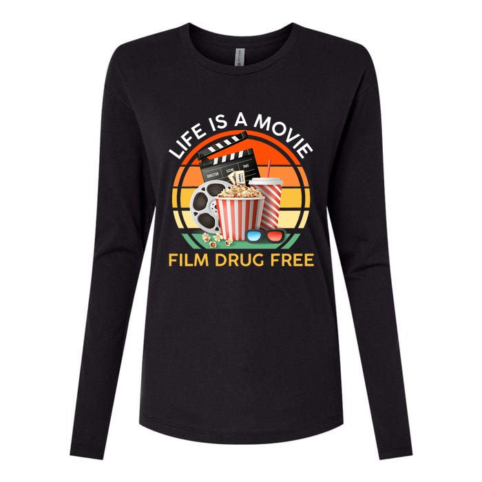 Red Ribbon Week Life Is A Movie Film Drug Free Womens Cotton Relaxed Long Sleeve T-Shirt