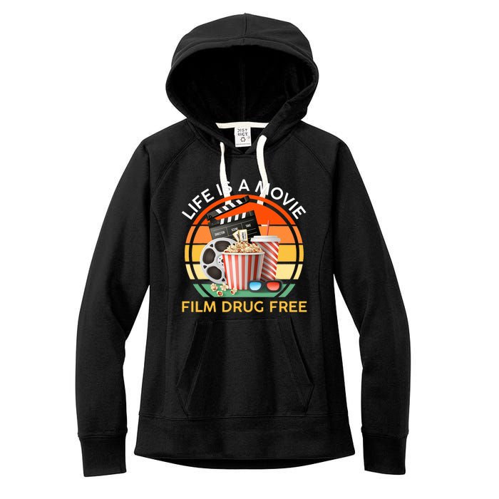 Red Ribbon Week Life Is A Movie Film Drug Free Women's Fleece Hoodie