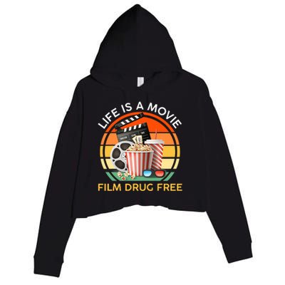 Red Ribbon Week Life Is A Movie Film Drug Free Crop Fleece Hoodie