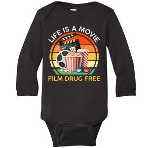 Red Ribbon Week Life Is A Movie Film Drug Free Baby Long Sleeve Bodysuit