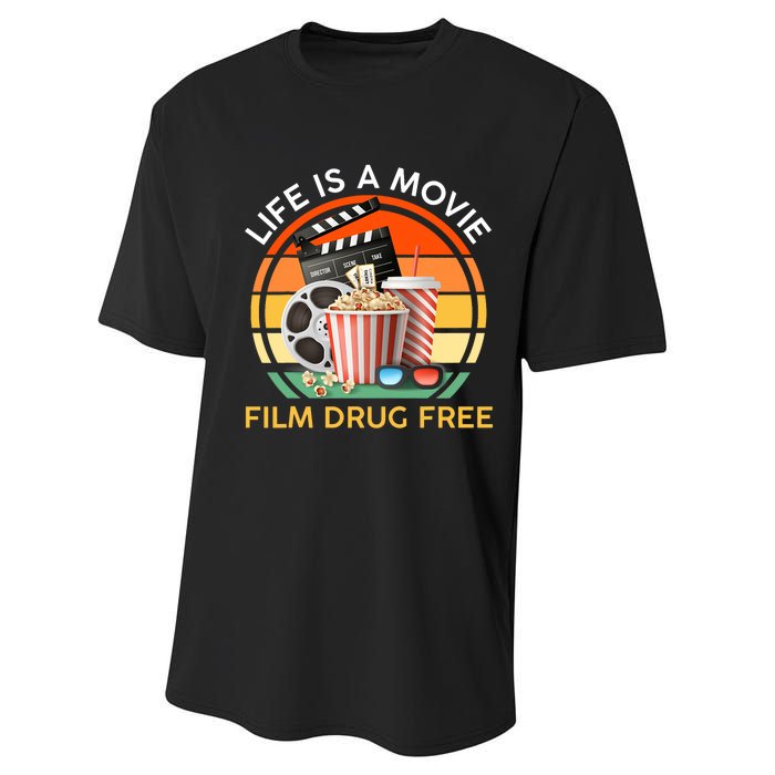 Red Ribbon Week Life Is A Movie Film Drug Free Performance Sprint T-Shirt