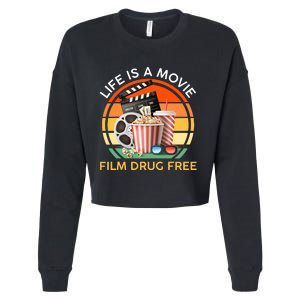 Red Ribbon Week Life Is A Movie Film Drug Free Cropped Pullover Crew