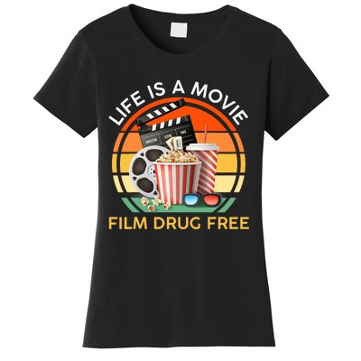 Red Ribbon Week Life Is A Movie Film Drug Free Women's T-Shirt