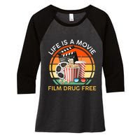 Red Ribbon Week Life Is A Movie Film Drug Free Women's Tri-Blend 3/4-Sleeve Raglan Shirt