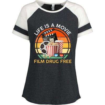 Red Ribbon Week Life Is A Movie Film Drug Free Enza Ladies Jersey Colorblock Tee