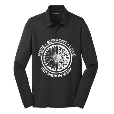 Red Ribbon Week Silk Touch Performance Long Sleeve Polo