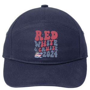 Retro Red White And Cruise Crusing Trip Vacation 7-Panel Snapback Hat